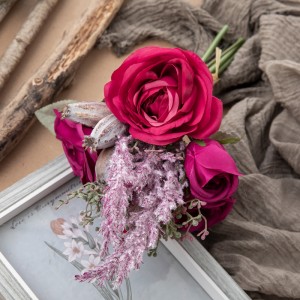 DY1-4555 Kunstig blomsterbukett Rose Høykvalitets bryllupsforsyning