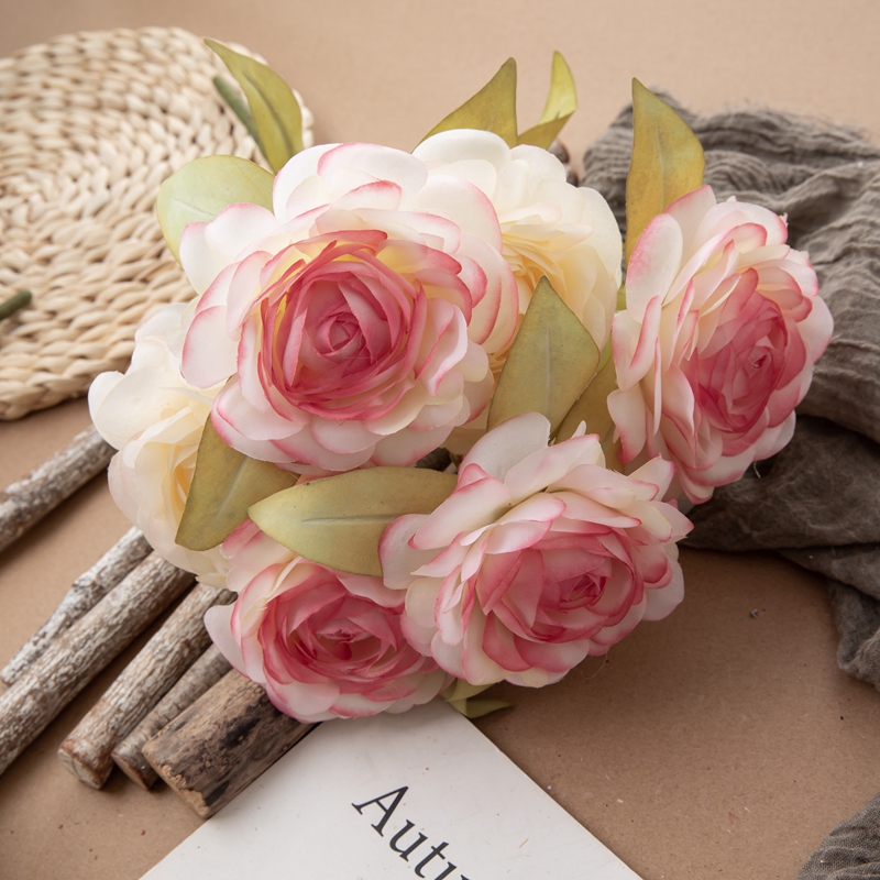 DY1-4595 Kunstig blomsterbuket Ranunculus Realistisk bryllupsforsyning