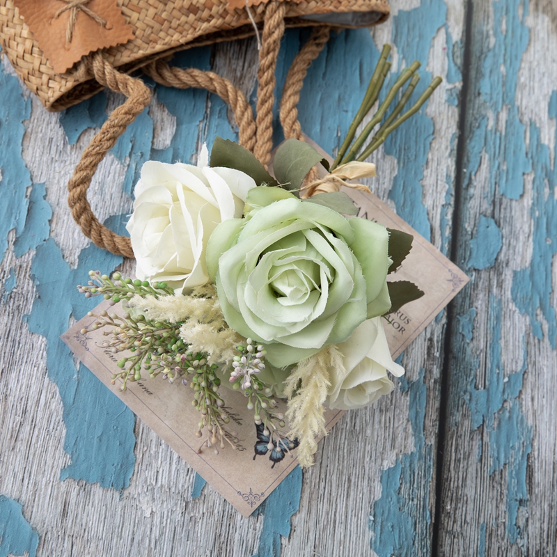 Bouquet de roses artificielles DY1-4599, décoration de mariage bon marché