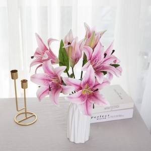 DY1-4730 Buqetë me lule artificiale zambak Dekoratë për festë me dizajn të ri