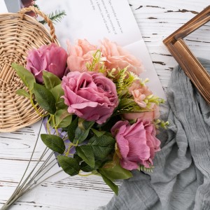 DY1-4989 ช่อดอกไม้ประดิษฐ์ดอกกุหลาบคุณภาพสูงตกแต่งงานแต่งงาน