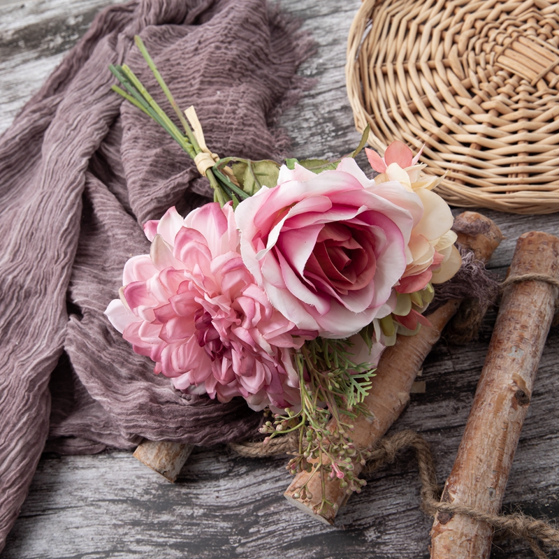 DY1-5560 Furen Artificial Bouquet Rose Haƙiƙan Kayan Ado na Biki