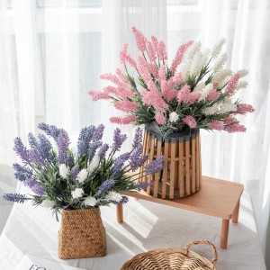 MW53458 Mga Artipisyal na Bulaklak ng Wedding Party Dekorasyon na Plastic Flocking Simulation Lavender Bouquet