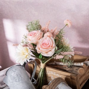 CF01201 Букет од вештачка роза хризантема со глуварче Нов дизајн Булчински букет свилени цвеќиња