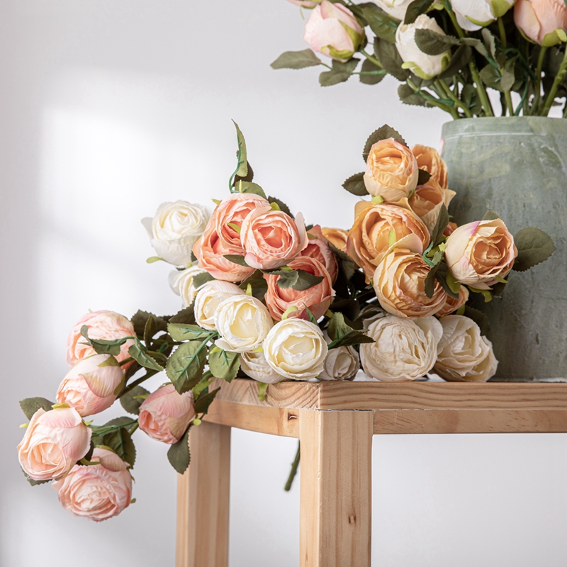 YC1017 cinq têtes de roses séchées, branches de roses, fleurs artificielles pour la décoration de la maison