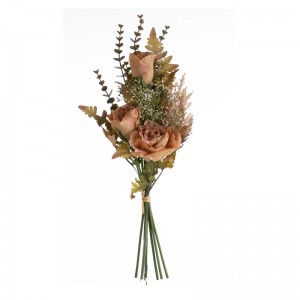DY1-5304 Bouquet flè atifisyèl Rose meyè kalite fèt dekorasyon