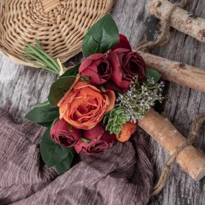 DY1-5671 Букет од вештачко цвеќе розова жешка продажна цветна заднина