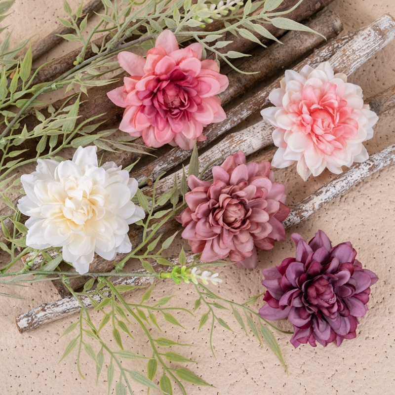 MW07304 Artificial Dahlia Flower Head Silk Flower Decorations Garland DIY Wreath Accessories for Wedding Home Party Decor