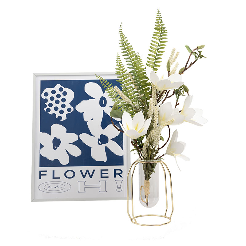 CF01032 Dirbtinių gėlių puokštė Magnolijos paparčio gamyklos tiesioginis pardavimas gėlių sienos fonas
