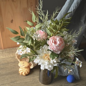 CF01066 Букет од вештачки далија со рози Нов дизајн Декорација за свадба во градината Невестински букет