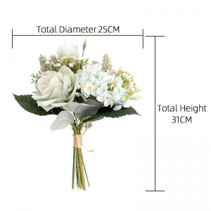 CF01077 ช่อดอกไม้ประดิษฐ์ดอกกุหลาบไฮเดรนเยียอุปกรณ์จัดงานแต่งงานดีไซน์ใหม่