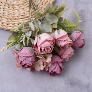 CL10504 Жасалма гүл букет Роза ысык сатуу декоративдик гүлдөр жана өсүмдүктөр