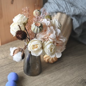 CF01004 Artificial Flower Bouquet Rose Hydrangea Poppy Cheap Wedding Centerpieces