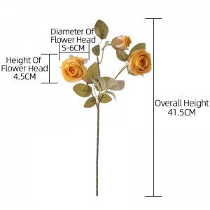 MW66008 mesterséges selyem virág, ősz, 2 fej, 1 bimbós rózsaág barkácsoláshoz, esküvői csokor asztali középső lakberendezéshez