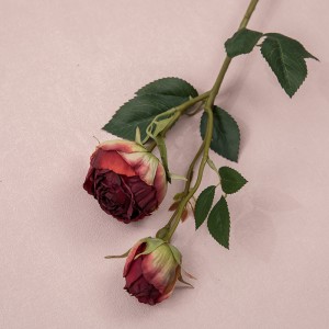 MW52001 Ubax Artificial Roses Jirri dheer 2 Madax Roses Xariir ah oo loogu talagalay Bouquet Arooska DIY