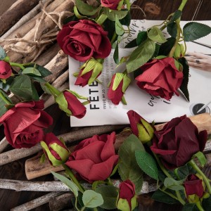 MW03334 ตกแต่งงานแต่งงานที่สวยงามดอกไม้ประดิษฐ์ดอกกุหลาบธรรมชาติสเปรย์กำมะหยี่ก้านยาวสำหรับขาย