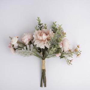 CF01012 Šopek umetnih cvetov Dalija Čajna vrtnica Slivov cvet Poceni poročni osrednji deli