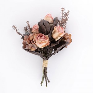 CF01021 Künstlicher Blumenstrauß Rose Hortensie Mohn Fabrik Direktverkauf Blumenwand Hintergrund