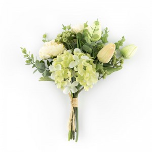 CF01071 ช่อดอกไม้ประดิษฐ์ดอกบัวทิวลิปไฮเดรนเยียช่อดอกไม้เจ้าสาวดีไซน์ใหม่