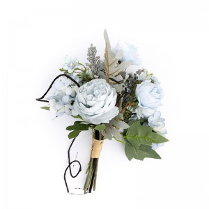 CF01074 Kunstig blomsterbuket Te Rose Ranunuculus Hortensia Nyt design bryllupsartikler