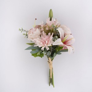 CF01088 Artificial Lily Lotus Hydrangea Chrysanthemum Bouquet New Design Bridal Bouquet