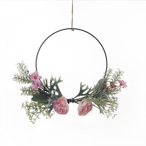 CF01120 Artificial Lotus and Wild Chrysanthemum Wreath Wall Hanging Decorative Flowers and Plants