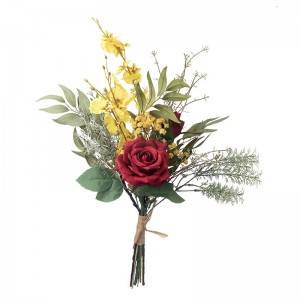 CF01125 Keinotekoinen ruusukimppu Uusi design Ystävänpäivälahja Puutarha hääkoristelu