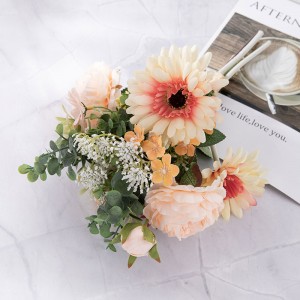 CF01183 Букет из искусственных шампанских роз и хризантем, новый дизайн, декоративные цветы и растения