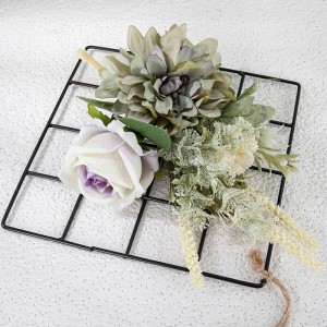 CF01208 Neue Design-Stoffblume, künstliche weiße Rose, grüne Dahlie, Wandbehang für Hochzeitsdekoration