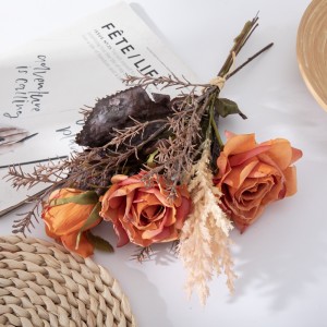 CF01233 Yüksek Kaliteli Korunmuş Yapay Çiçek Kuru Yanmış Gül Vintage Buket Ev Partisi Düğün Dekorasyon için gelin buketi