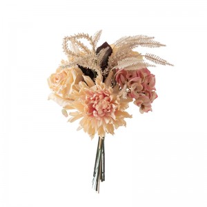 DY1-4378 Dirbtinių gėlių puokštė su chrizantema Populiarus vestuvių reikmenys