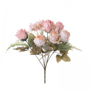 CL10504 Արհեստական ​​ծաղիկների ծաղկեփունջ Վարդի տաք վաճառք դեկորատիվ ծաղիկներ և բույսեր