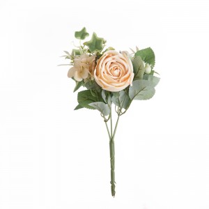 MW55705 Букет од вештачко цвеќе Роза со нов дизајн Свилени цвеќиња