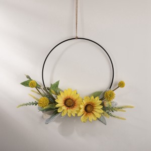 CF01124 Artipisyal nga Sunflower Thorn Ball Wreath Wall Hanging Bag-ong Disenyo nga Dekorasyon nga Bulak ug Tanum