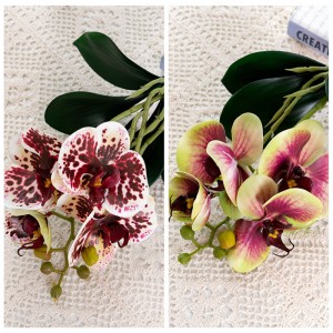 CL09005 Τεχνητή Phalaenopsis με φύλλα Faux Orchid Λουλούδια λάτεξ πραγματικής αφής για επιτραπέζιο κέντρο γάμου γραφείου