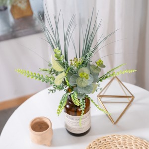 DY1-2503A Χονδρική Nice Price Fauxing Silk Fabric Plastic Flocking Eucalyptus Bundle with Green Plant For DIY Flower Decoration