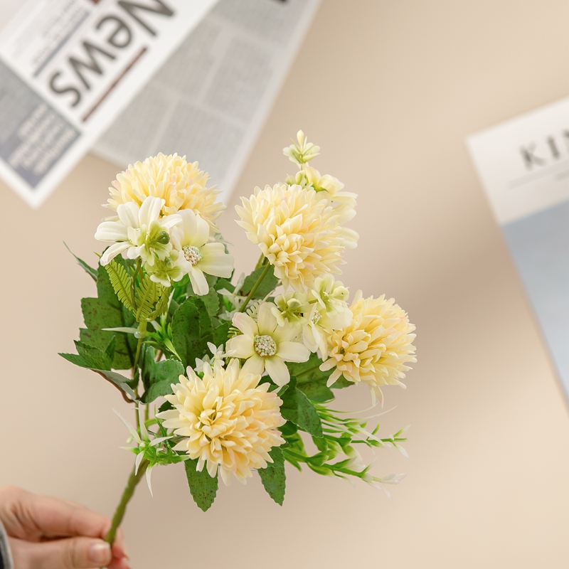 MW81003 Kunsmatige blomboeket Cusp Chrysanthemum Gewilde dekoratiewe blomme en plante