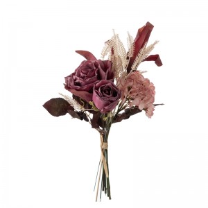 DY1-4371 Buquê de flores artificiais rosa venda direta da fábrica fornecimento de casamento