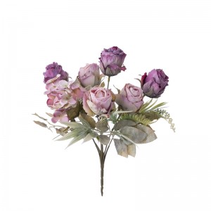 CL10504 Kunstig blomsterbukett Rose Hot Selger dekorative blomster og planter