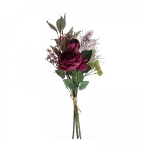 DY1-3957 Dirbtinių gėlių puokštė Rožė Realistiška dekoratyvinė gėlė