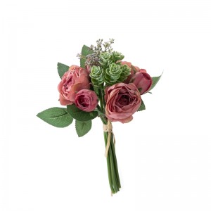 DY1-5671 Kunstig blomsterbuket Rose Hot sælgende blomstervægbagtæppe