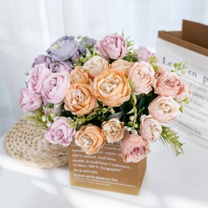 MW55506 Artificial Rose 7 isi Okooko osisi Bouquet Silk Flower maka Ụbọchị Ndị Nne Ụlọ ihe ndozi agbamakwụkwọ agbamakwụkwọ agbamakwụkwọ