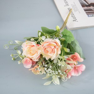 MW95002 Ramo de rosas artificiales, 7 colores disponibles, longitud total de 29,5 cm, para decoración de bodas, fiestas en casa