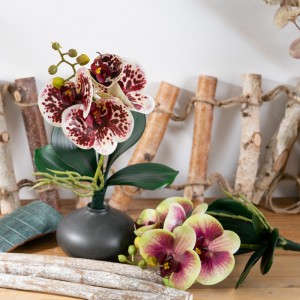 CL09005 කෘත්‍රිම Phalaenopsis with Leaves Faux Orchid Real Touch Latex Flowers for Table Centerpiece Home Office Wedding