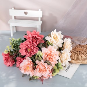 MW95003 ອອກແບບໃຫມ່ ດອກໄມ້ທຽມ ດອກໄມ້ Dahlia Bouquet ມີ 3 ສີສໍາລັບການຕົກແຕ່ງເຮືອນ Wedding Decoration