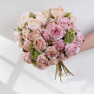 CL04001 Visokokvalitetna direktna prodaja umjetna svila plastična zelenila ruža snop s 12 za kućni vrt ukras za vjenčanje