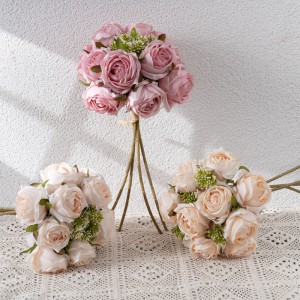 CL04001 High Quality Direct Sale Artificial Silk Plastic Greenery Rose bundle with 12 For Home Garden Wedding Party Decoration