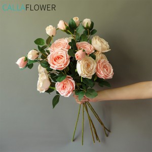 YC1046 ह्यान्डमेड थोक डिजाइन गुलाब एक शाखा र दुई टाउको कृत्रिम फूल सजावट