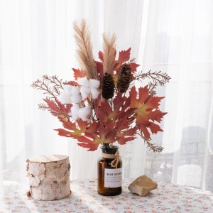 CF01199 Künstlicher Ahornblatt-Pampas-Baumwollstrauß, heiß verkaufte dekorative Blumen und Pflanzen