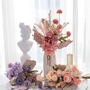 CF01204 Nij ûntwerp Artificial Rose Dandelion Hydrangea Bouquet foar Garden Wedding Decoration
